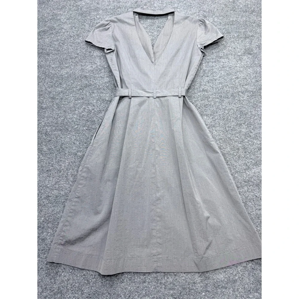 Theory Womens Grey Short Sleeve Back Cutout Tie Waist Shirtdress Size 0 - Picture 5 of 7